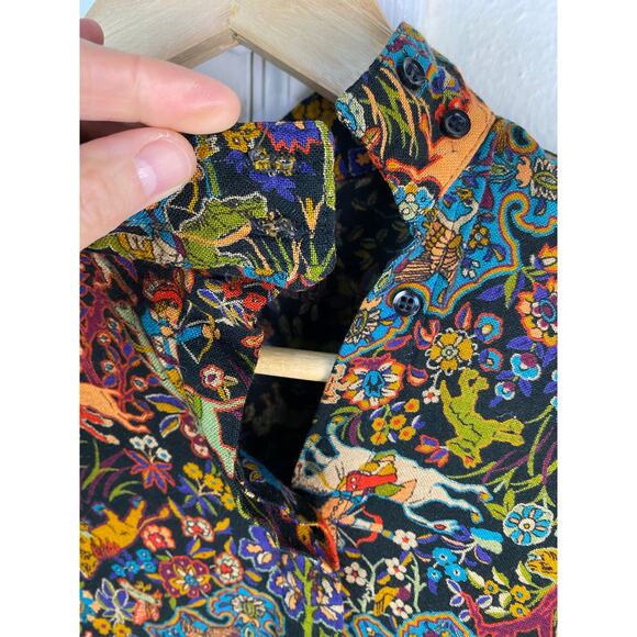 Vintage Howard Wolf Women's S Colorful Button Up Mock Neck Top - Picture 4 of 7